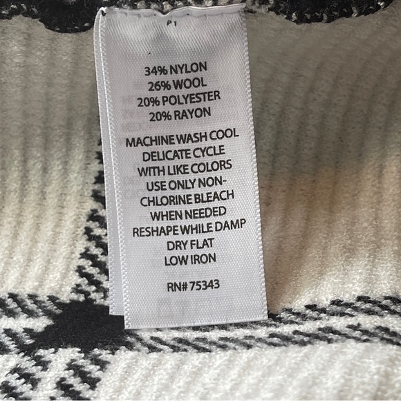 CYNTHIA ROWLEY Black White Plaid Wool Blend Sweater Skirt - Picture 5 of 9